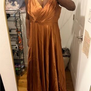 Copper Satin Maxi Dress